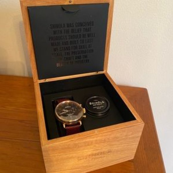 Shinola - Canfield Chrono 43MM Rose Gold Face with Burgundy Leather Band